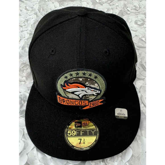 New Era 59Fifty Denver Broncos Salute To Service Black Fitted Sz 7 3/8 Hat Cap - Picture 4 of 8